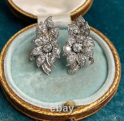 925 Sterling Silver Earrings Cubic Zirconia 20th Century Vintage Flower Motif