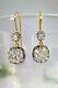 925 Sterling Silver Earrings Simulated Diamond Cushion Round Vintage Style Jewel