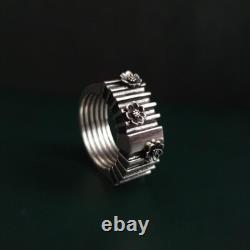 925 Sterling Silver Flower Ring Unique Geometric Design for Women Band Ring