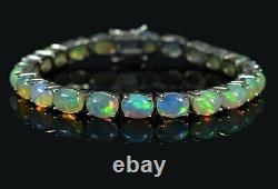 925 Sterling Silver Genuine Ethiopian Oval Opal Tennis Bracelet Gemstone Jewelry