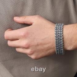 925 Sterling Silver Heavy Wide Viking 20MM Heavy Chain Bracelet