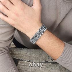 925 Sterling Silver Heavy Wide Viking 20MM Heavy Chain Bracelet