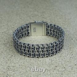 925 Sterling Silver Heavy Wide Viking 20MM Heavy Chain Bracelet