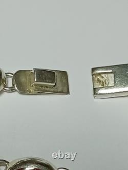 925 Sterling Silver MWS Mexico Vintage Multi Natural Gemstone Cabochon Bracelet