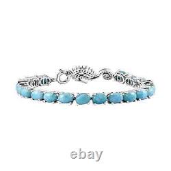 925 Sterling Silver Natural Larimar Moissanite Tennis Bracelet Size 7.25 Ct 20