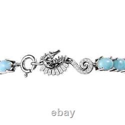 925 Sterling Silver Natural Larimar Moissanite Tennis Bracelet Size 7.25 Ct 20