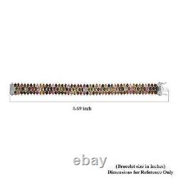 925 Sterling Silver Natural Multi-Tourmaline Line Bracelet Size 6.5 Ct 21.9