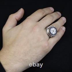 925 Sterling Silver Onyx Stone Silver Seal Of King Solomon Signet Ring