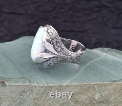 925 Sterling Silver Opal Stone Ring Handmade Men's Jewelry Vintage Gift