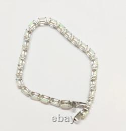 925 Sterling Silver Oval Ethiopian Fire Opal Tennis Bracelet Gemstone Jewelry