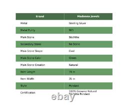 925 Sterling Silver Oval Stichtite Stone Engagement Wedding Boho Vintage Pendant