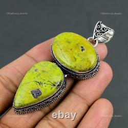 925 Sterling Silver Oval Stichtite Stone Engagement Wedding Boho Vintage Pendant