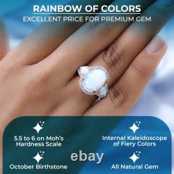 925 Sterling Silver Platinum Plated Welo Opal Ring Jewelry for Women Ct 5