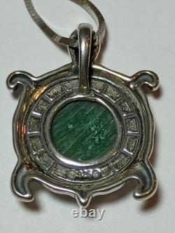 925 Sterling Silver Relios Carolyn Pollack Vntg Malachite Turtle Pendnt Necklace