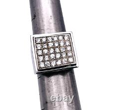 925 Sterling Silver Rhodium Cubic Zirconia CZ Chunky Pave Pinky Size 7.5 Ring