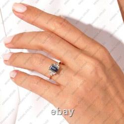 925 Sterling Silver Ring, Emerald Cut Alexandrite Vintage Engagement vermeil Ring