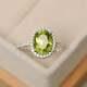 925 Sterling Silver Ring Peridot Ring, Halo Oval Ring, Engagement/wedding Ring