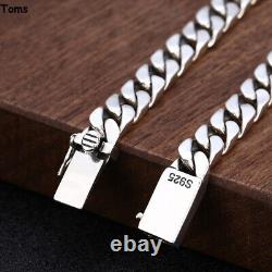 925 Sterling Silver Smooth Cuban Chain Necklace for Women Mens 7mm Jewelry HEAVY