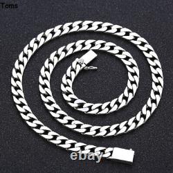 925 Sterling Silver Smooth Cuban Chain Necklace for Women Mens 7mm Jewelry HEAVY