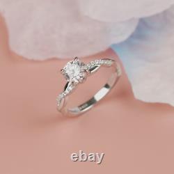 925 Sterling Silver Twisted Engagement Ring 1.20CT Real Moissanite Wedding Ring