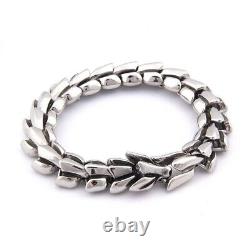 925 Sterling Silver Viking Ouroboros Vintage Punk Bracelet with Wooden Box 12MM