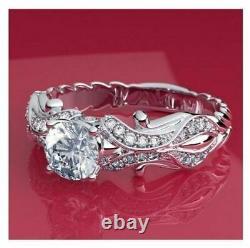 925 Sterling Silver Vintage 2.65 CT Round White Cubic Zirconia Engagement Ring