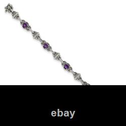 925 Sterling Silver Vintage 7.75 inch Round Amethyst or Swiss Blue Topaz