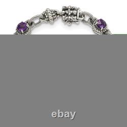 925 Sterling Silver Vintage 7.75 inch Round Amethyst or Swiss Blue Topaz