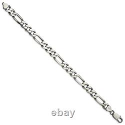925 Sterling Silver Vintage 7.75mm Figaro Chain Bracelet