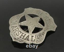 925 Sterling Silver Vintage Antique U. S. Marshall Badge Brooch Pin BP8282