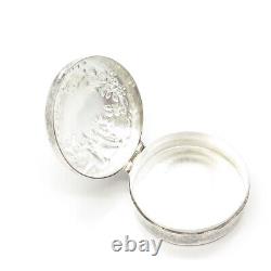 925 Sterling Silver Vintage Baby Floral Repousse Pill Box