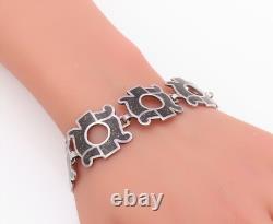 925 Sterling Silver Vintage Bracelet MARGOT DE TAXCO Gemstone Inlay BT11081