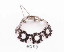 925 Sterling Silver Vintage Bracelet MARGOT DE TAXCO Gemstone Inlay BT11081
