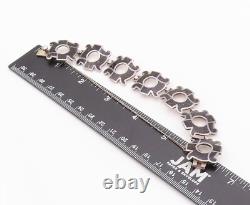 925 Sterling Silver Vintage Bracelet MARGOT DE TAXCO Gemstone Inlay BT11081