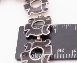 925 Sterling Silver Vintage Bracelet MARGOT DE TAXCO Gemstone Inlay BT11081