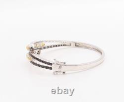 925 Sterling Silver Vintage Bracelet Oval Cabochon Opal & Spinel Bangle BT11386