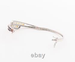 925 Sterling Silver Vintage Bracelet Oval Cabochon Opal & Spinel Bangle BT11386