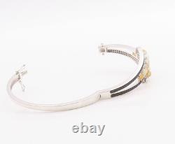 925 Sterling Silver Vintage Bracelet Oval Cabochon Opal & Spinel Bangle BT11386