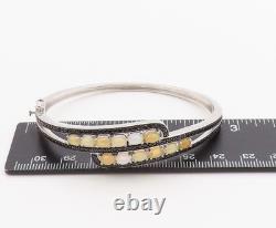 925 Sterling Silver Vintage Bracelet Oval Cabochon Opal & Spinel Bangle BT11386