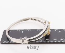 925 Sterling Silver Vintage Bracelet Oval Cabochon Opal & Spinel Bangle BT11386