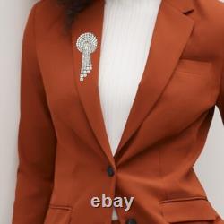 925 Sterling Silver Vintage Brooch White Round & Baguette Cut Delicate Jewelry