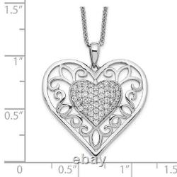 925 Sterling Silver Vintage CZ Heart Necklace for Daughter 18 inch