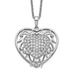 925 Sterling Silver Vintage CZ Heart Necklace for Granddaughter 18 inch