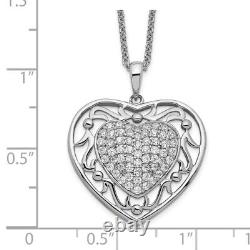 925 Sterling Silver Vintage CZ Heart Necklace for Granddaughter 18 inch