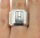 925 Sterling Silver Vintage Carved Block Tapered Rim Cigar Band Ring Size 8.5