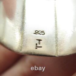 925 Sterling Silver Vintage Carved Block Tapered Rim Cigar Band Ring Size 8.5