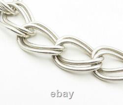 925 Sterling Silver Vintage Cubic Zirconia Double Link Chain Necklace NE1762