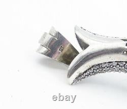925 Sterling Silver Vintage Cubic Zirconia Encrusted Shark Pendant PT6207
