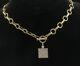 925 Sterling Silver Vintage Cubic Zirconia Gold Plated Chain Necklace Ne1709