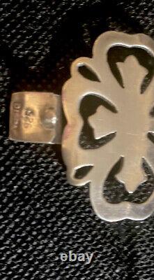 925 Sterling Silver Vintage DISPA Native America Wide Panel Link Bracelet 37g